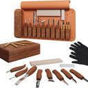 RexTact Wood Carving Kit Deluxe Hand Carving Tool Set, 16 Wood Whittling Kit High-Carbon Steel, Wood Art Tools 8 Whittling Knives & 4 Detail Carving Knives for Beginner &Professional Christmas Gift