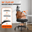 Ergonomic Office Chair Big and Tall, 350LBS Capacity, 6'5" Tall Max, Home High Back Desk Chair for Long Hours Comfortable, Adjustable Lumbar Support and Headrest, Flip-up Arm and PU Wheels, Black