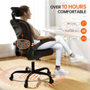 Ergonomic Office Chair Big and Tall, 350LBS Capacity, 6'5" Tall Max, Home High Back Desk Chair for Long Hours Comfortable, Adjustable Lumbar Support and Headrest, Flip-up Arm and PU Wheels, Black