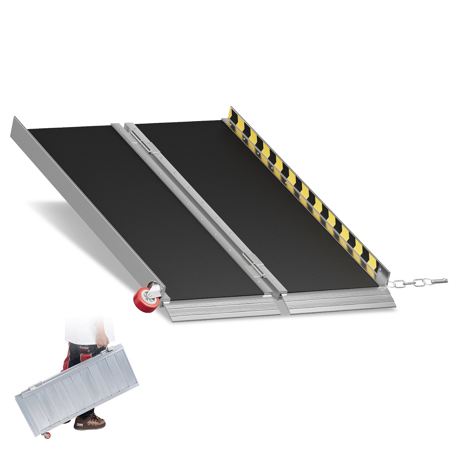 Effortless Transport with the 3FT Aluminum Wheelchair Ramp with Smooth-Rolling Wheels