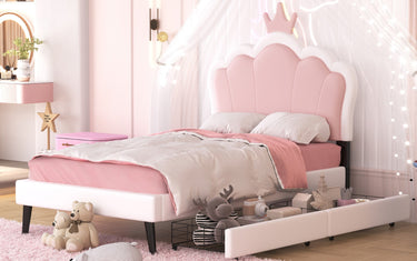 The Ideal Bed for Little Princesses: Crown Headboard & Spacious Design