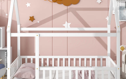 Elevate Your Child's Bedroom with a Sturdy and High-Quality Pine Wood House-Shaped Bed Frame