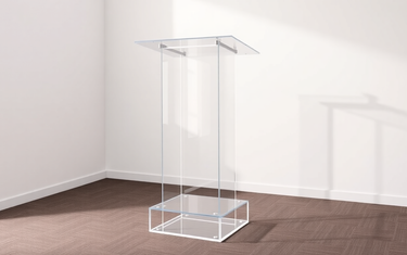 Portable and Stylish: The 49" Acrylic Podium Stand with Extra Shelf Storage