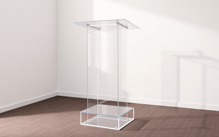 Portable and Stylish: The 49" Acrylic Podium Stand with Extra Shelf Storage