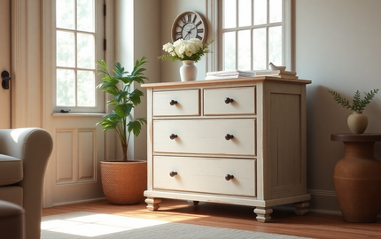 Create a Cozy, Warm Ambiance with This 47" Tall Farmhouse Chest of Drawers