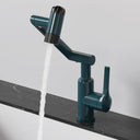 Rotatable Bathroom Faucet, Single Handle Bathroom Faucet with 4 Water Outlet Modes, Bathroom Faucet 1 Hole for Face Washing, Swivel Arm Faucet for Bathroom Kitchen Sink, Brushed Gray