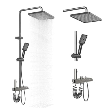Matte Black Shower System with Tub Spout, Full Metal 10” Rainfall Shower Tub Faucet Set with Handheld Spray Combo, High Pressure Wall Mount Shower Valve and Trim Kit for Bathroom (matte black)