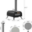 LotFun Outdoor Pizza Oven with Manual Rotating System, 12" Portable Wood Fired Pizza Oven with Pizza Stone, Pizza Shovel and Pizza Cutter, Stainless Steel Pizza Oven for Backyard Patio
