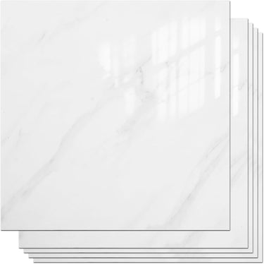 Peel and Stick Backsplash Tiles 20 Sheets 12''x12'' PVC Self Adhesive Wall Tiles Back Splash Tiles Wall Panels Stick on Backsplash for Kitchen Bathroom Laundry Room, White