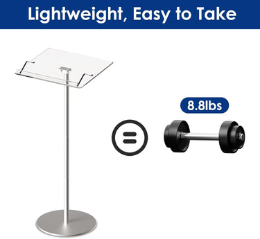 Acrylic Podium Stand,43"H Angle Adjustable Lecterns & Podiums,Portable Rolling Podium with Metal Base,Pulpits Podium for Churches,Classroom,Wedding,Speech