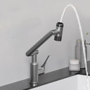 1080° Rotatable Bathroom Faucet, 1 Hole Single Handle Bathroom Faucet with 4 Water Outlet Modes, Brushed Swivel Arm Faucet for Bathroom Kitchen and RV