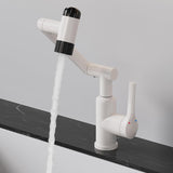 Bathroom Sink Faucet, Single Handle Bathroom Faucet with 4 Water Outlet Modes, Bathroom Faucet 1 Hole with 360° Rotatable, Faucets for Bathroom Sinks, Bar, RV, White