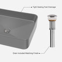 Rectangular Vessel Sink, 19.7"x14.6"Bathroom Vessel Sink Above Counter Matte Ceramic Countertop Deep Bathroom Sink (Gray)