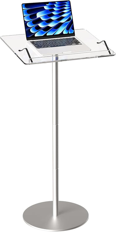 Acrylic Podium Stand,43"H Angle Adjustable Lecterns & Podiums,Portable Rolling Podium with Metal Base,Pulpits Podium for Churches,Classroom,Wedding,Speech
