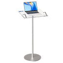 Acrylic Podium Stand，49“ Tall Portable Podium with Lockable Wheels, Clear lecterns & Podium with Storage Shelf for Classroom, Pulpit Podium for Church,Wedding,Presentation