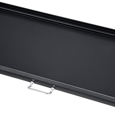 LotFun 32" x 15" Carbon Steel Cooking Griddle for Outdoor Gas Grill, Universal Griddle Flat Top Plate Insert with Grease Groove and Removable Handles for Electric/Charcoal/Gas Grill, Camping,Party