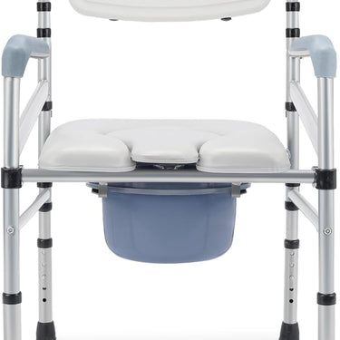 Bedside Commode, 4 in 1 Portable Toilet for Adults with Upgraded Oversized Bucket and Padded Seat, Adjustable Height Commode Toilet Chair Shower Chair for Elderly Handicap, 440LB.Weight Capacity