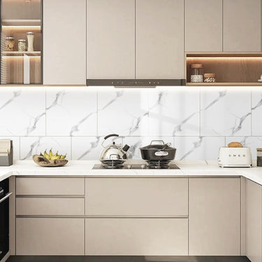 Peel and Stick Backsplash Tile, 12”×12” Self Adhesive Tile Backsplash Tile Peel and Stick for Bathroom Backsplash and Livingroom 20 Sheets White