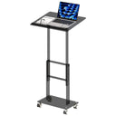 Acrylic Podium Stand,49"H Rolling Podium with Lockable Wheels,Height & Angle Adjustable Lecterns & Podiums, Portable Podium for Classroom,Teachers,Pulpits for Churches,Speech, Clear