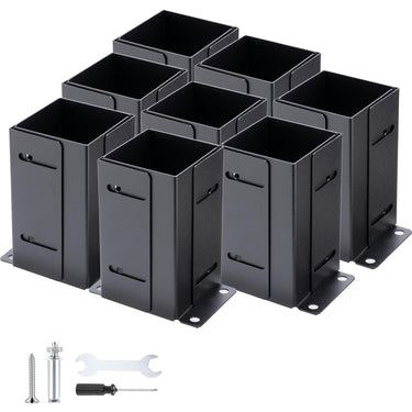 4x4 Post Base 4PCS – Heavy-Duty Post Anchors (Inner Size 3.5"x3.5"), Thick Steel, Black Powder-Coated Pergola Brackets, Fence Post Anchor, Deck & Mailbox Post Brackets