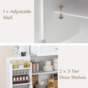 Kitchen Island with Storage, 31.5" D Rolling Kitchen Island Cart on Wheels with Widen Drop Leaf Rubberwood Top, Large Mobile Kitchen Island with Trash Can Storage and Towel Bar, White
