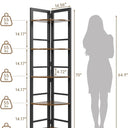 OtterOsis 5-Tier Corner Shelf with LED Light, 70” Tall Corner Bookshelf, Plant Shelf, Wood Display Shelf for Living Room, Bedroom, Balcony, Kitchen (Brown)