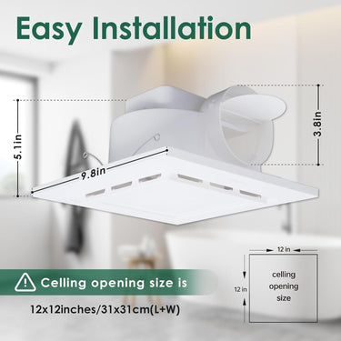 Bathroom Exhaust Fan with LED Light 110 CFM High-Power Ventilation for Moisture Control Energy Efficient Bathroom Ceiling Exhaust Fan 1.0 Sone, Bathroom Exhaust Fan Easy Installation