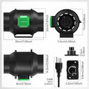 6" Inline Duct Fan with Speed Controller EC Motor Inline Ventilation Exhaust Fan