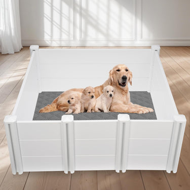 LotFun Whelping Box for Large Breed Dogs, PVC Puppy Playpen, Waterproof & Rustproof Whelping Pen, Puppy Whelping Supplies, 48x48x18 in