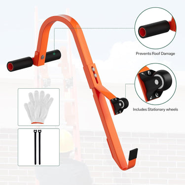 Ladder Roof Hook Ridge, Extension Ladder Stabilizer with Wheel, Rubber Grip T-Bar for Damage Prevention, Double Screw Fixing Ladder Hooks for Roof,Special Dad's Gift