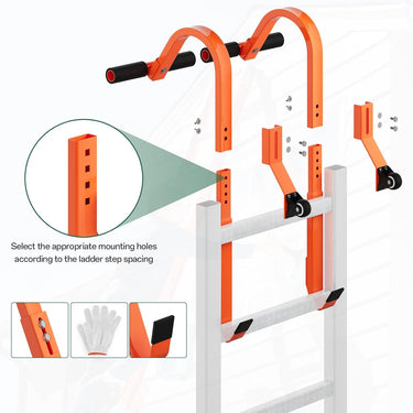 Ladder Roof Hook Ridge, Extension Ladder Stabilizer with Wheel, Rubber Grip T-Bar for Damage Prevention, Double Screw Fixing Ladder Hooks for Roof,Special Dad's Gift
