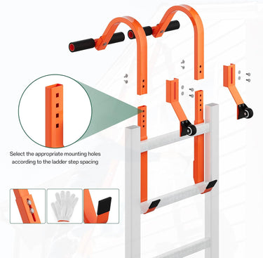 Ladder Roof Hook Ridge, Extension Ladder Stabilizer with Wheel, Rubber Grip T-Bar for Damage Prevention, Double Screw Fixing Ladder Hooks for Roof,Special Dad's Gift