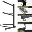 LotFun Freestanding Kayak Stand, Fits Kayaks, SUPs, Canoes, with Wheels and Foot Pad, Heavy Duty Adjustable Storage Rack