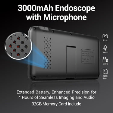 Dual-Lens Borescope, Split View Endoscope Camera with 5" IPS Screen, Inspection Camera, 32GB Card, Photo & Video (Sound Available) for Plumbing, Auto, Sewer (16.5FT)