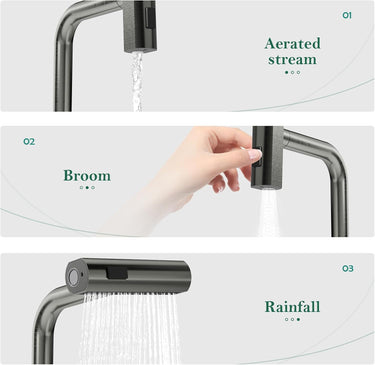 Waterfall Kitchen Faucet with Pull Down Sprayer, 3 Modes Function Sprayer Single Handle Sink Faucet，360° Rotatable Kitchen Sink Faucet Easy Installation Commercial Modern Faucets for Kitchen