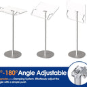 Acrylic Podium Stand,43"H Angle Adjustable Lecterns & Podiums,Portable Rolling Podium with Metal Base,Pulpits Podium for Churches,Classroom,Wedding,Speech