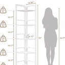 Corner Shelf Stand, 5-Tier Corner Shelf with LED Light, 70 Inch Tall Display Shelf for Living Room, Bedroom, Bookshelf, Industrial Shelf with Steel Frame, Plant Shelf (White)