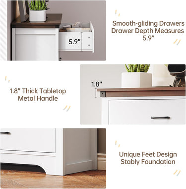 Farmhouse 5 Drawer Dresser for Bedroom, 47" Tall Chest of Drawers, Wood White Dresser with Deep Drawers, Storage Dressers Organizer for Bedroom, Living Room, Hallway