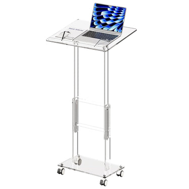 Acrylic Podium Stand,43"H Angle Adjustable Lecterns & Podiums,Portable Rolling Podium with Metal Base,Pulpits Podium for Churches,Classroom,Wedding,Speech