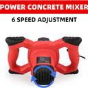 Cement Mixer 2300W, Handheld Electric Concrete Mixer with 6 Adjustable Speed, 110V Portable Mud Mixer Paint Mixer for Motar Grout Plaster Thinset Fodder Stirring Tool