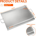 LotFun 23" x 16" Stainless Steel Cooking Griddle for Outdoor Gas Grill, Universal Griddle Flat Top Plate Insert with Grease Groove and Removable Handles for Electric/Charcoal/Gas Grill, Camping,Party