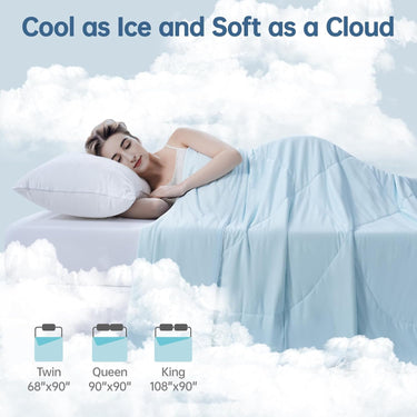 Cooling Comforter Queen Size for Hot Sleepers, 90"x90" Cooling Blanket for Night Sweats, Silk Soft Lightweight Breathable All-Season Cooling Blanket