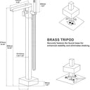 Waterfall Free Standing Tub Faucet, High Pressure Floor Mount Bathtub Faucet, Brass Tub Filler with Hand Shower, High Flow Rate Max 7.4 GPM, Swivel Spout with 2 Water Modes