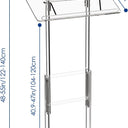 Acrylic Podium Stand,49"H Rolling Podium with Lockable Wheels,Height & Angle Adjustable Lecterns & Podiums, Portable Podium for Classroom,Teachers,Pulpits for Churches,Speech, Clear