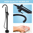 Freestanding Bathtub Faucet, Floor Mount Bathtub Faucet with 2 Water Outlet Modes, Swivel Gooseneck Spout with Hand Shower, Brass Single Handle Tub Filler, Max Flow Rate 7.4 GPM, Matte Black