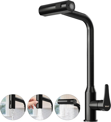 Waterfall Kitchen Faucet with Pull Down Sprayer, 4 Modes Function Sprayer Single Handle Sink Faucet，360° Rotatable Kitchen Sink Faucet Easy Installation Commercial Modern Faucets for Kitchen