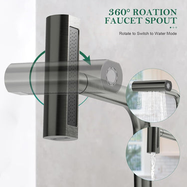 Waterfall Kitchen Faucet with Pull Down Sprayer, 4 Modes Function Sprayer Single Handle Sink Faucet，360° Rotatable Kitchen Sink Faucet Easy Installation Commercial Modern Faucets for Kitchen