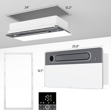 Bathroom Exhaust Fan with Light and Heater, 4 in 1 Bathroom Fan with Heater, 1800W Heating Power, Remote Control, Quiet & Powerful for Ventilation, Lighting, Heating, and Drying