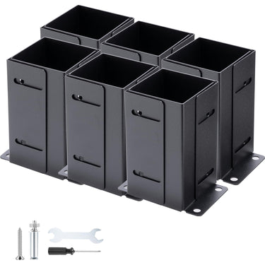 4x4 Post Base 4PCS – Heavy-Duty Post Anchors (Inner Size 3.5"x3.5"), Thick Steel, Black Powder-Coated Pergola Brackets, Fence Post Anchor, Deck & Mailbox Post Brackets