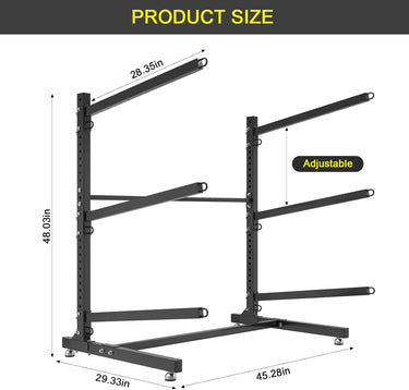 LotFun Freestanding Kayak Stand, Fits Kayaks, SUPs, Canoes, with Wheels and Foot Pad, Heavy Duty Adjustable Storage Rack